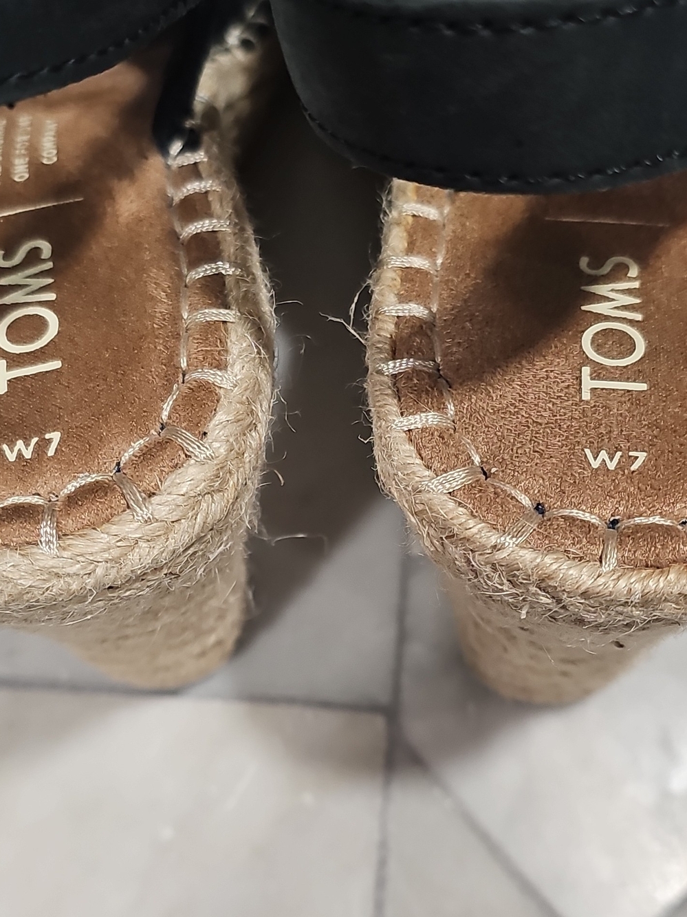 TOMS Black Espadrille Wedge Sandals - Women's Slingback 7 - Picture 5 of 8